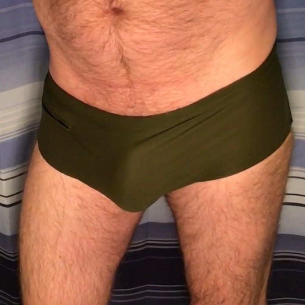 Mens Sexy Olive Green Swim Trunk Briefs 🏊‍♂️